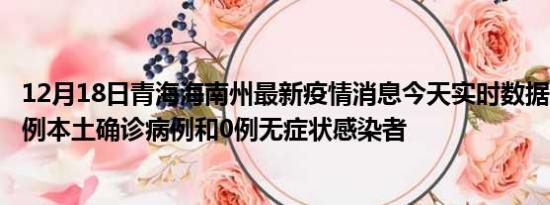 12月18日青海海南州最新疫情消息今天实时数据通报:新增0例本土确诊病例和0例无症状感染者