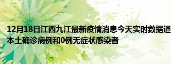 12月18日江西九江最新疫情消息今天实时数据通报:新增0例本土确诊病例和0例无症状感染者