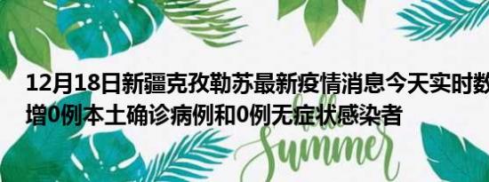 12月18日新疆克孜勒苏最新疫情消息今天实时数据通报:新增0例本土确诊病例和0例无症状感染者