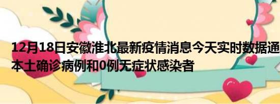 12月18日安徽淮北最新疫情消息今天实时数据通报:新增0例本土确诊病例和0例无症状感染者