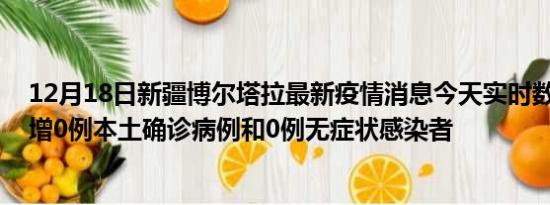 12月18日新疆博尔塔拉最新疫情消息今天实时数据通报:新增0例本土确诊病例和0例无症状感染者