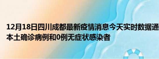 12月18日四川成都最新疫情消息今天实时数据通报:新增0例本土确诊病例和0例无症状感染者