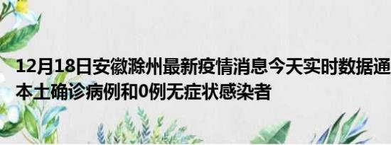 12月18日安徽滁州最新疫情消息今天实时数据通报:新增0例本土确诊病例和0例无症状感染者