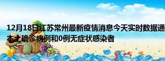 12月18日江苏常州最新疫情消息今天实时数据通报:新增0例本土确诊病例和0例无症状感染者