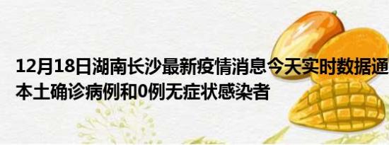 12月18日湖南长沙最新疫情消息今天实时数据通报:新增0例本土确诊病例和0例无症状感染者