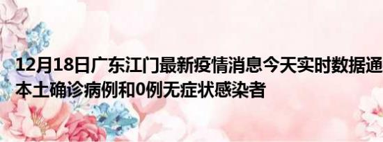 12月18日广东江门最新疫情消息今天实时数据通报:新增0例本土确诊病例和0例无症状感染者