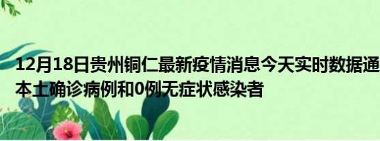 12月18日贵州铜仁最新疫情消息今天实时数据通报:新增0例本土确诊病例和0例无症状感染者