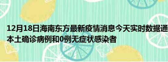 12月18日海南东方最新疫情消息今天实时数据通报:新增0例本土确诊病例和0例无症状感染者