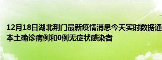 12月18日湖北荆门最新疫情消息今天实时数据通报:新增0例本土确诊病例和0例无症状感染者