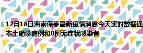 12月18日海南保亭最新疫情消息今天实时数据通报:新增0例本土确诊病例和0例无症状感染者