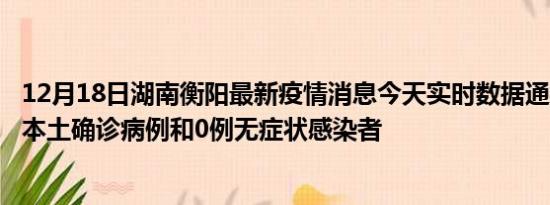 12月18日湖南衡阳最新疫情消息今天实时数据通报:新增0例本土确诊病例和0例无症状感染者