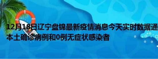 12月18日辽宁盘锦最新疫情消息今天实时数据通报:新增0例本土确诊病例和0例无症状感染者