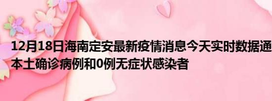 12月18日海南定安最新疫情消息今天实时数据通报:新增0例本土确诊病例和0例无症状感染者