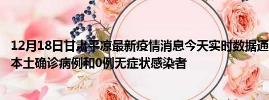 12月18日甘肃平凉最新疫情消息今天实时数据通报:新增0例本土确诊病例和0例无症状感染者