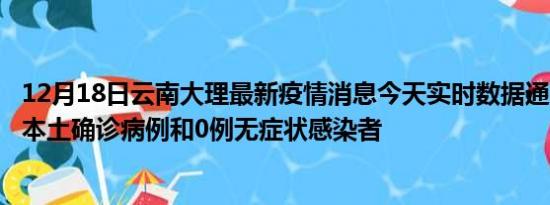 12月18日云南大理最新疫情消息今天实时数据通报:新增0例本土确诊病例和0例无症状感染者