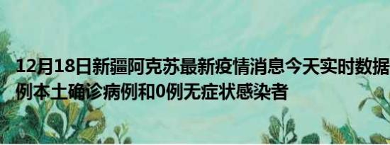 12月18日新疆阿克苏最新疫情消息今天实时数据通报:新增0例本土确诊病例和0例无症状感染者