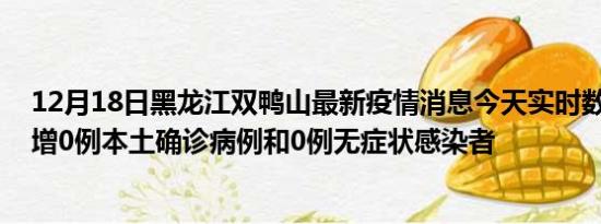 12月18日黑龙江双鸭山最新疫情消息今天实时数据通报:新增0例本土确诊病例和0例无症状感染者