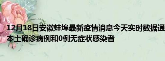 12月18日安徽蚌埠最新疫情消息今天实时数据通报:新增0例本土确诊病例和0例无症状感染者