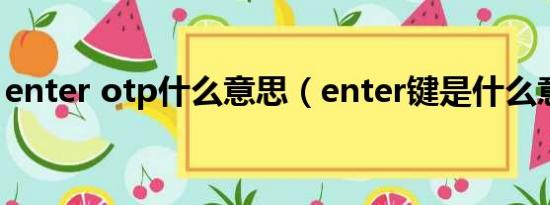 enter otp什么意思（enter键是什么意思啊）