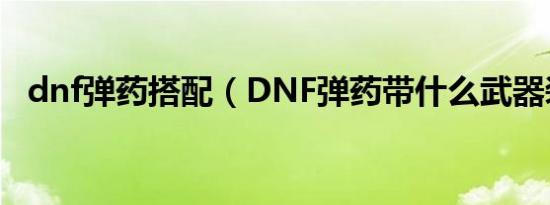 dnf弹药搭配（DNF弹药带什么武器装备）