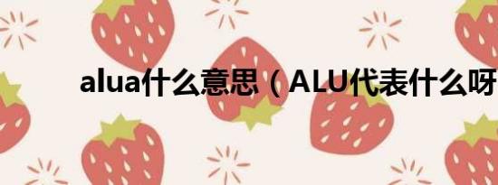 alua什么意思（ALU代表什么呀）