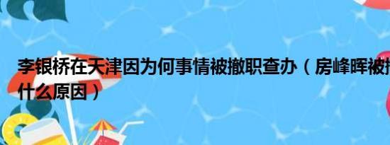 李银桥在天津因为何事情被撤职查办（房峰晖被撒职查办是什么原因）