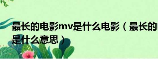 最长的电影mv是什么电影（最长的电影mv是什么意思）