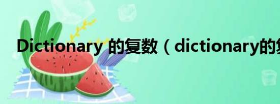 Dictionary 的复数（dictionary的复数）