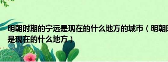 明朝时期的宁远是现在的什么地方的城市（明朝时期的宁远是现在的什么地方）