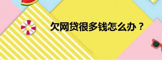 欠网贷很多钱怎么办？