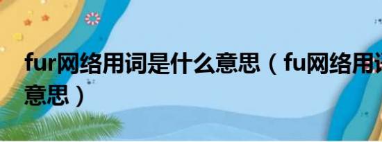 fur网络用词是什么意思（fu网络用语是什么意思）