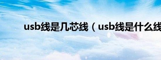 usb线是几芯线（usb线是什么线）