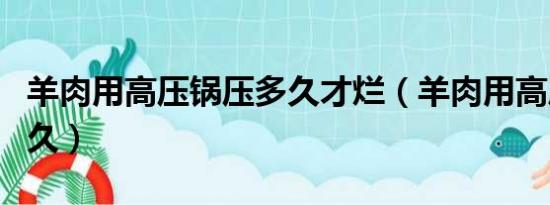 羊肉用高压锅压多久才烂（羊肉用高压锅压多久）