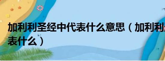 加利利圣经中代表什么意思（加利利圣经中代表什么）