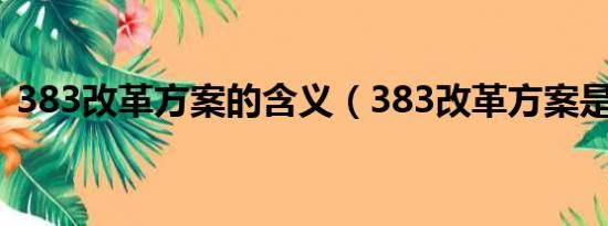 383改革方案的含义（383改革方案是什么）