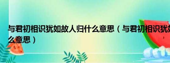 与君初相识犹如故人归什么意思（与君初相识犹如故人归什么意思）