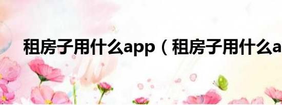 租房子用什么app（租房子用什么app）