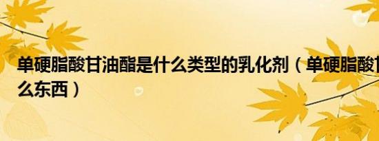 单硬脂酸甘油酯是什么类型的乳化剂（单硬脂酸甘油酯是什么东西）