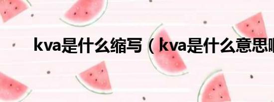 kva是什么缩写（kva是什么意思啊）