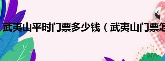 武夷山平时门票多少钱（武夷山门票怎么算）
