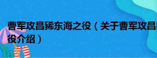 曹军攻昌豨东海之役（关于曹军攻昌豨东海之役介绍）