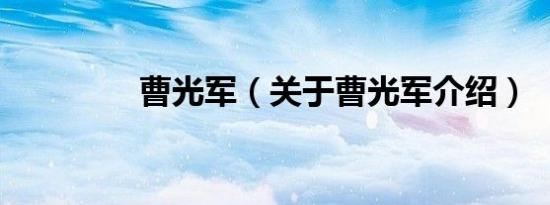 曹光军（关于曹光军介绍）