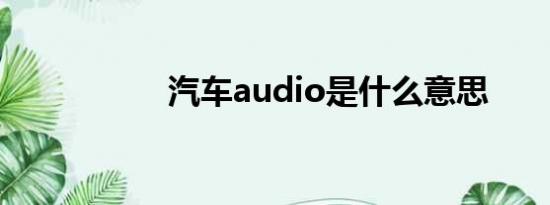 汽车audio是什么意思