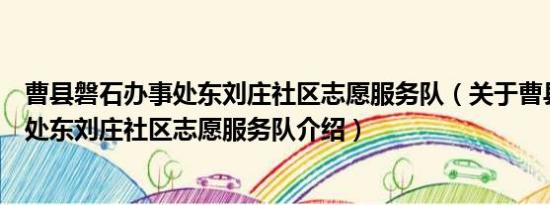 曹县磐石办事处东刘庄社区志愿服务队（关于曹县磐石办事处东刘庄社区志愿服务队介绍）