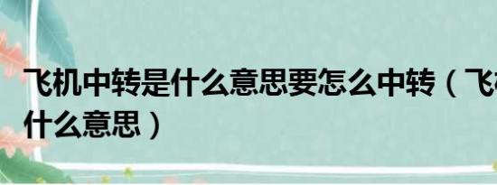 飞机中转是什么意思要怎么中转（飞机中转是什么意思）