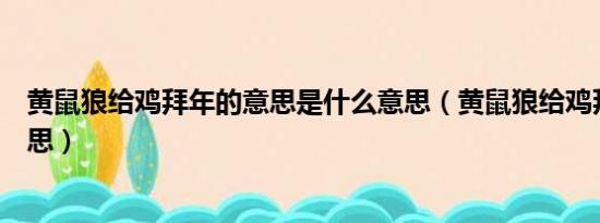 黄鼠狼给鸡拜年的意思是什么意思（黄鼠狼给鸡拜年什么意思）