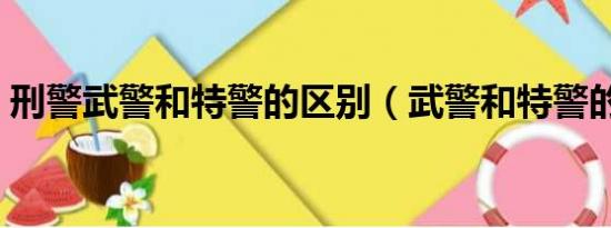 刑警武警和特警的区别（武警和特警的区别）