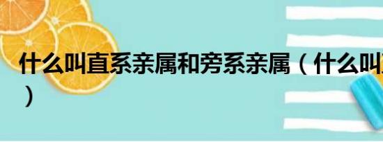 什么叫直系亲属和旁系亲属（什么叫直系亲属）