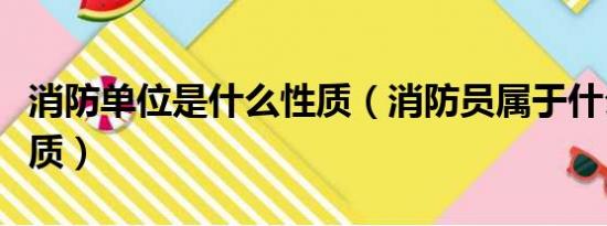 消防单位是什么性质（消防员属于什么单位性质）