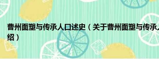 曹州面塑与传承人口述史（关于曹州面塑与传承人口述史介绍）